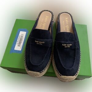 Kate Spade Navy Suede Espadrille Mules